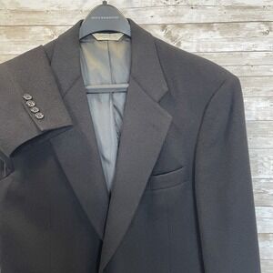 Vintage Evan Picone Mens 44 Blazer Black Camel Hair Sport Coat Made In USA READ